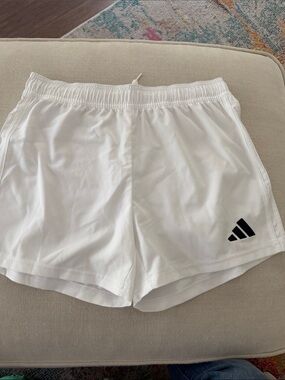 adidas Women’s White Athletic Shorts with Black Logo